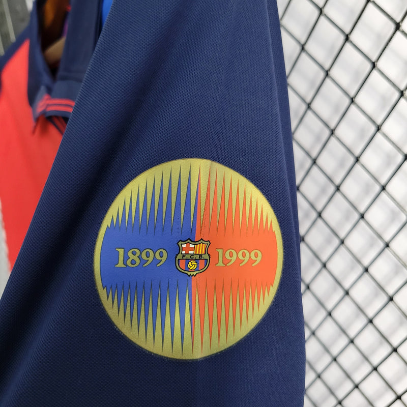 Camisa Comemorativa Barcelona 100 Anos - Versão Retrô - Manga Longa