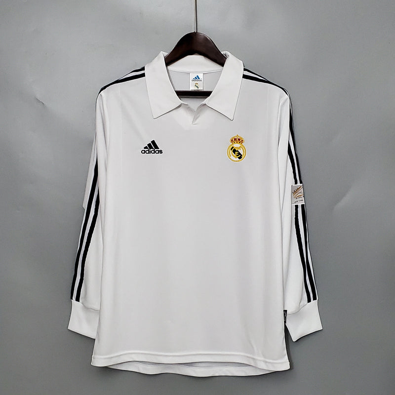 Camisa Real Madrid Home 02/03 - Manga Longa - Versão Retrô