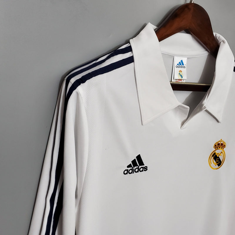 Camisa Real Madrid Home 02/03 - Manga Longa - Versão Retrô