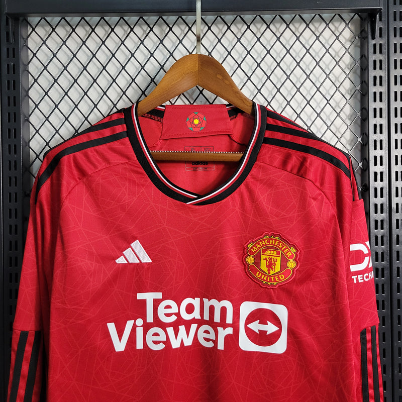 Camisa Manchester United Home 23/24 - Versão Torcedor Manga Longa