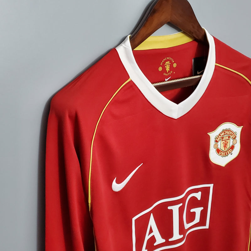 Camisa Manchester United Home 06/07 - Versão Retrô Manga Longa