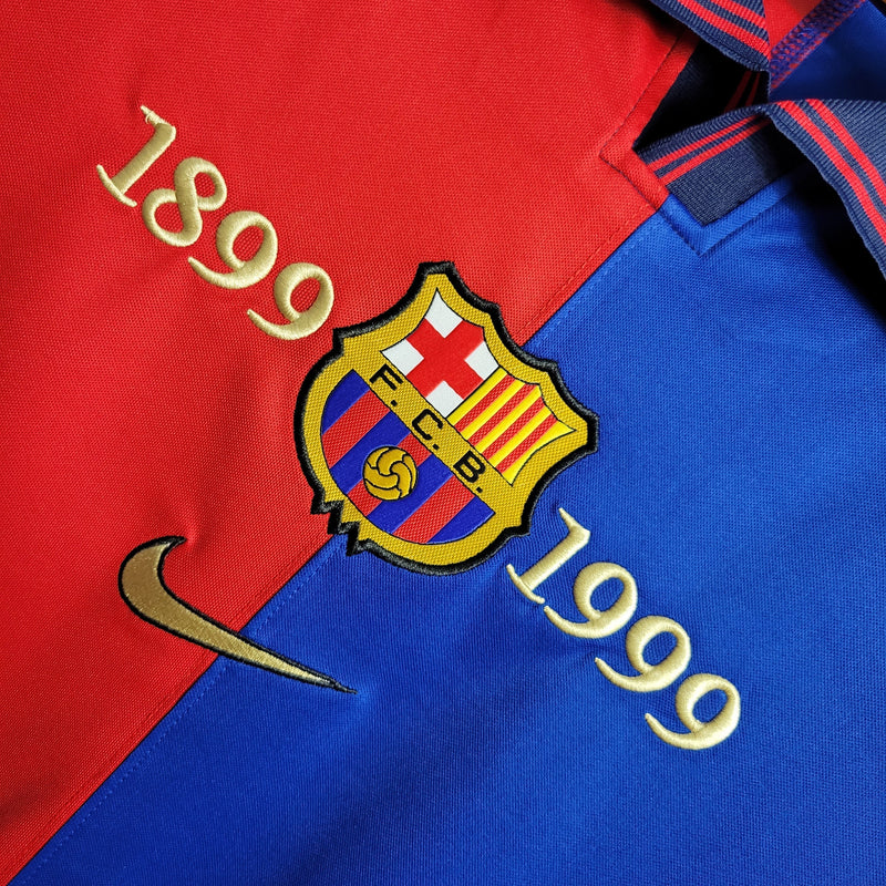 Camisa Comemorativa Barcelona 100 Anos - Versão Retrô - Manga Longa