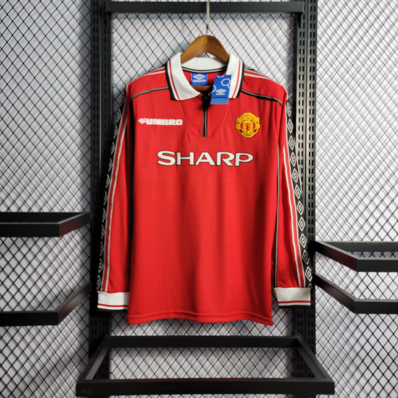 Camisa Manchester United Home 98/99 - Versão Retrô Manga Longa